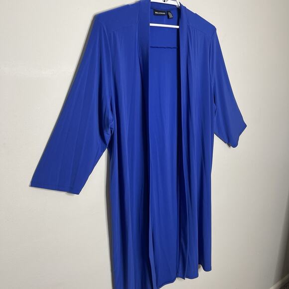 NINA LEONARD Blue Jersey Knit Stretch Duster Cardigan Kimono Lace Up Back Sz 3X - Picture 4 of 11